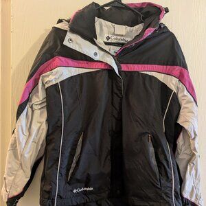 Columbia Womens Jacket Full Zip Outdoor Jacket Size Small Black Pink Silver Coat